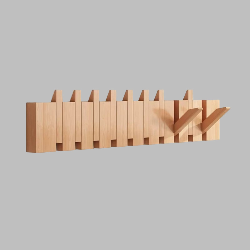 Wandgarderobe im Klavierstil – Klappbare Haken aus Holz