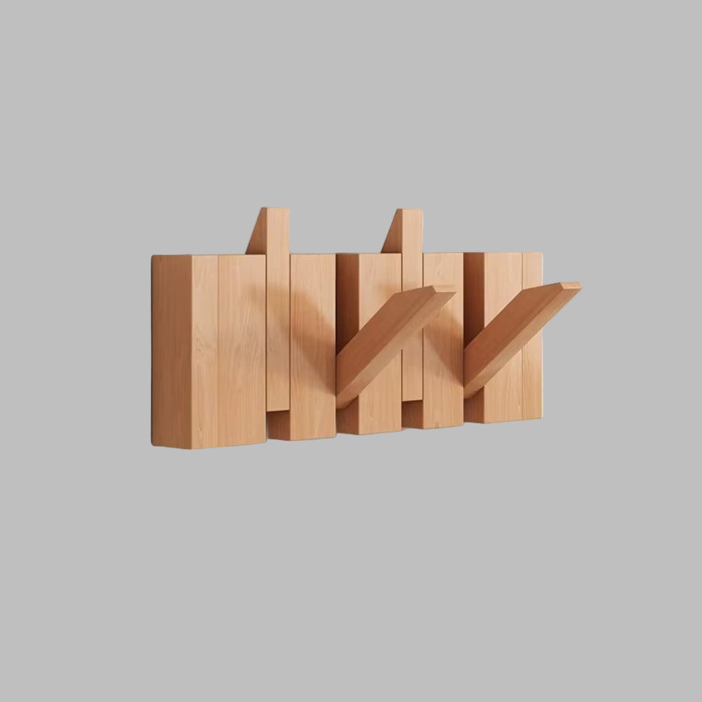 Wandgarderobe im Klavierstil – Klappbare Haken aus Holz