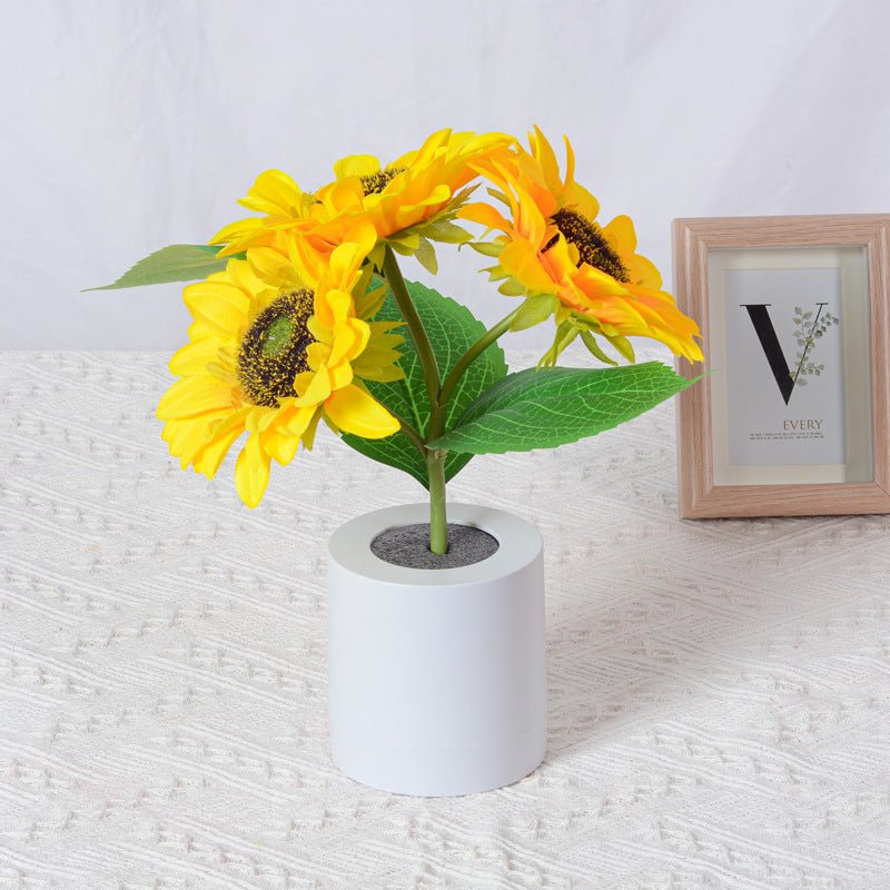 Funkelnde LED-Tischlampe im Sonnenblumen-Design – Strahlende Wohnakzente