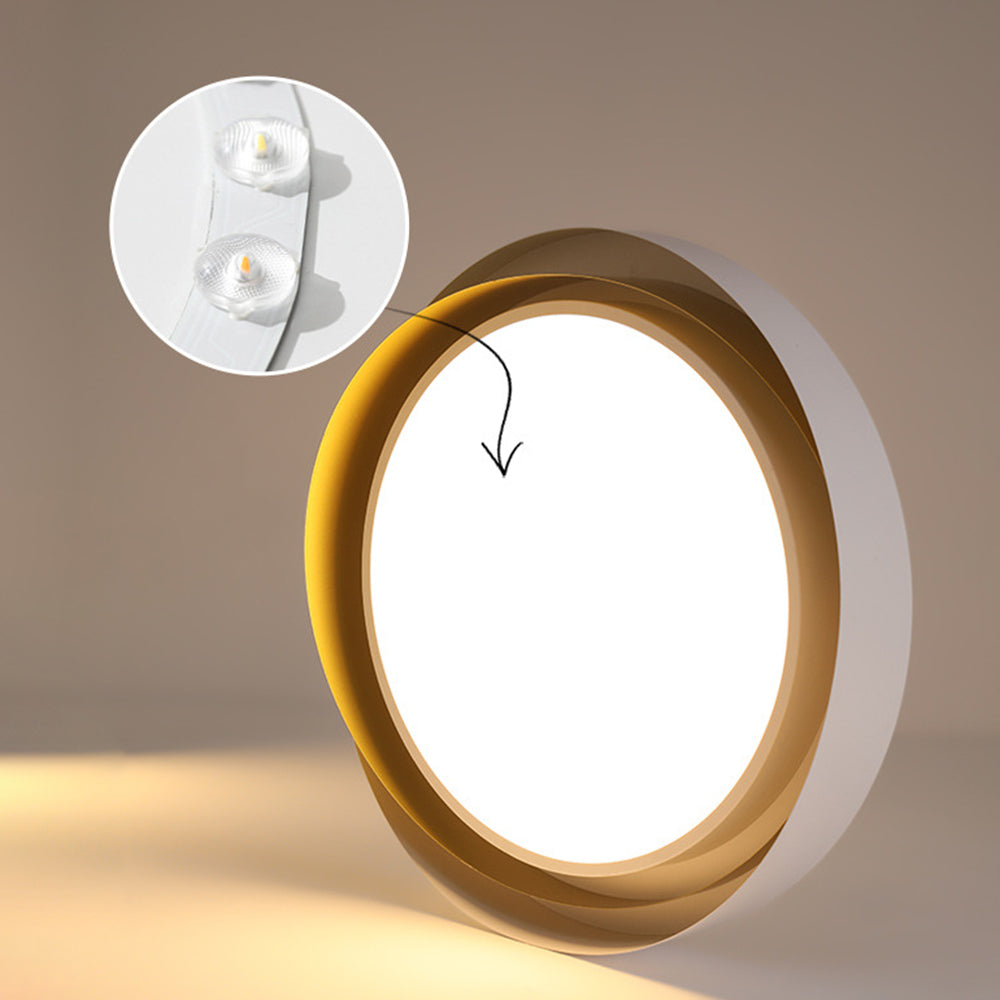 Moderne LED Deckenlampe mit Doppel-Schirm | Rund, 24W, Warmweiß