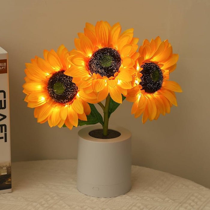 Funkelnde LED-Tischlampe im Sonnenblumen-Design – Strahlende Wohnakzente