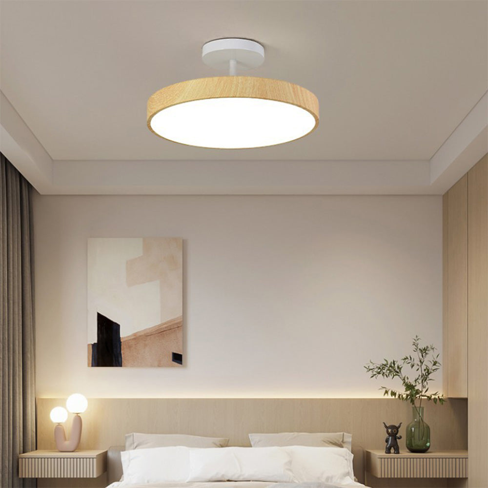 Halb Eingelassene Deckenlampe aus Holz mit Integrierter LED