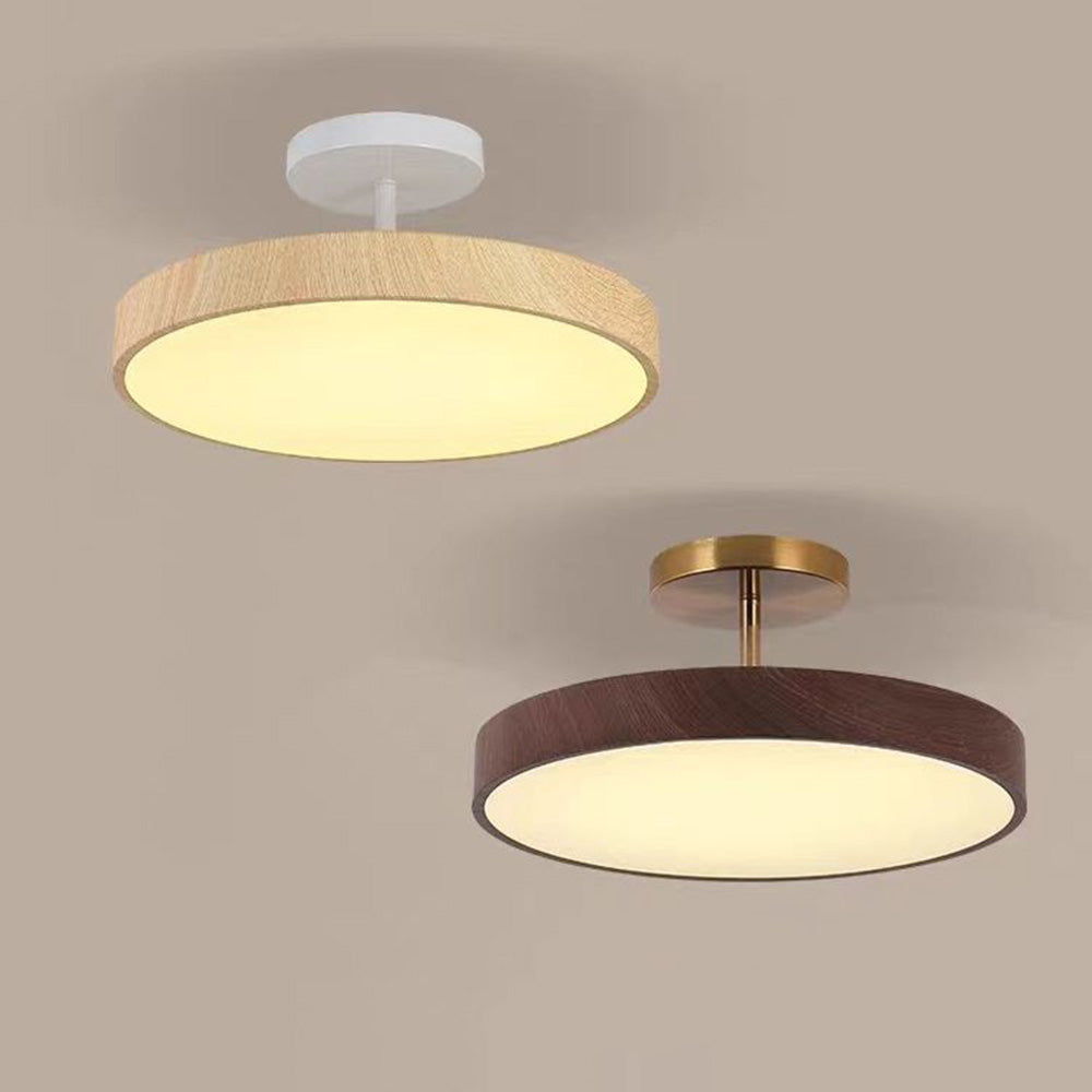 Halb Eingelassene Deckenlampe aus Holz mit Integrierter LED