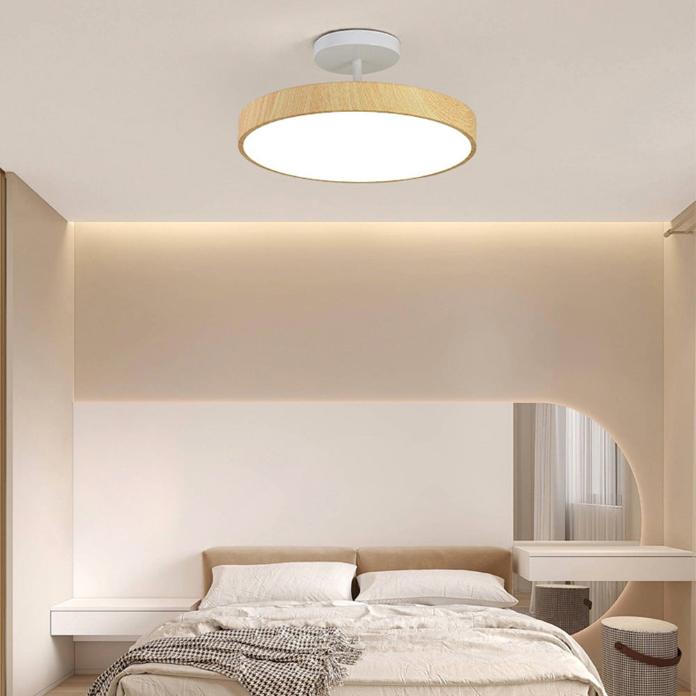 Halb Eingelassene Deckenlampe aus Holz mit Integrierter LED