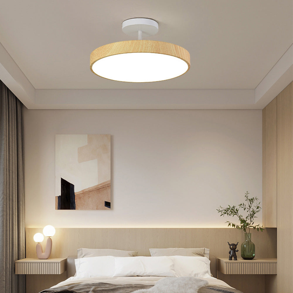Halb Eingelassene Deckenlampe aus Holz mit Integrierter LED