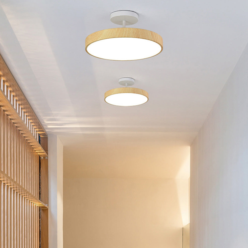 Halb Eingelassene Deckenlampe aus Holz mit Integrierter LED