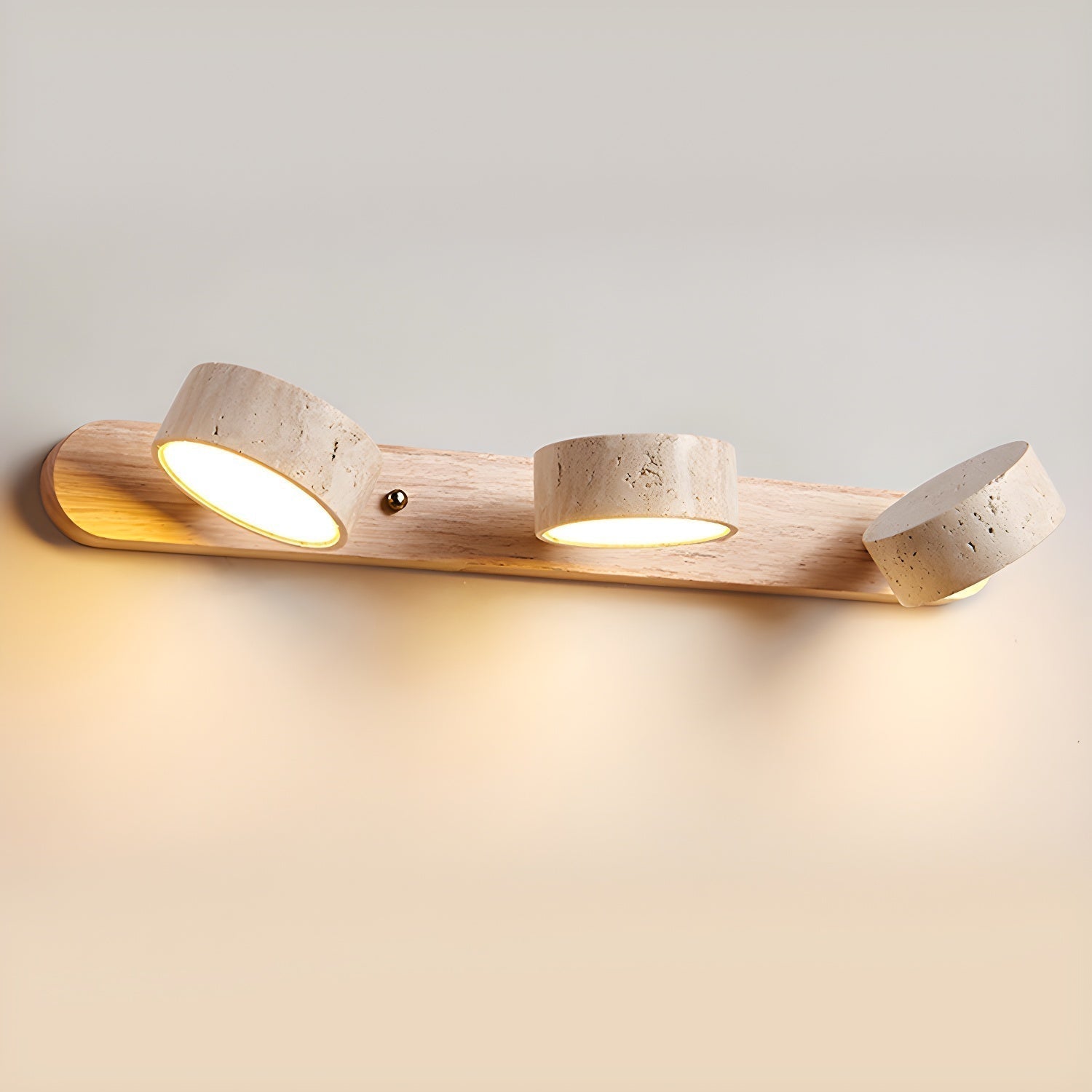 Duo Wandlampe aus Travertin mit Halterung – Stilvolle Lichtquelle