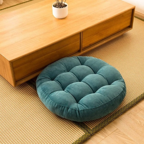 Bodenkissen rund mit Gerafftem Kordel-Design