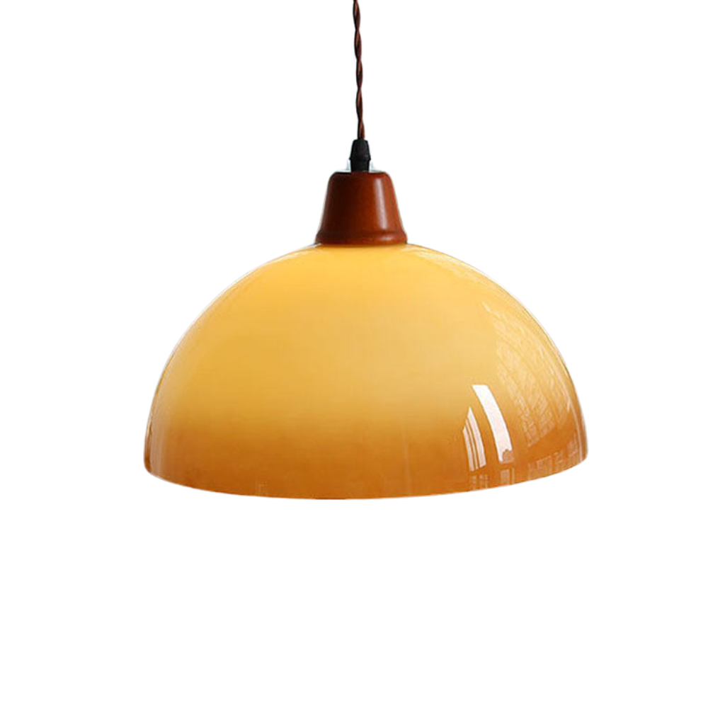 Bernsteinfarbene Glas-Pendellampe – Rustikales Retro-Design