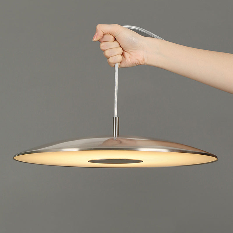 Industrielle LED Pendelleuchte aus Eisen und Nickel