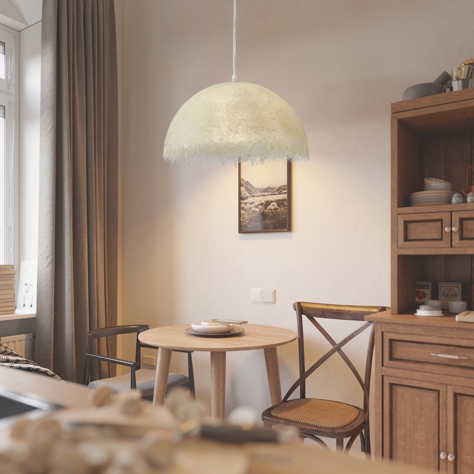 Federleichte Pendelleuchte – Weiße Kuppelform Deckenlampe