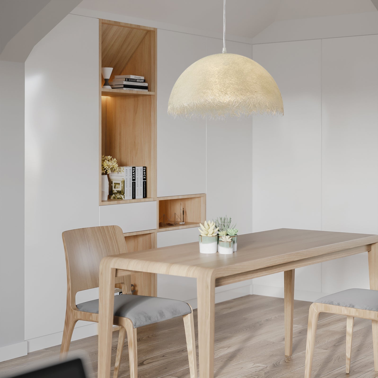 Federleichte Pendelleuchte – Weiße Kuppelform Deckenlampe