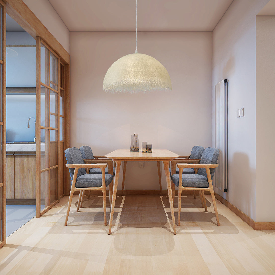 Federleichte Pendelleuchte – Weiße Kuppelform Deckenlampe