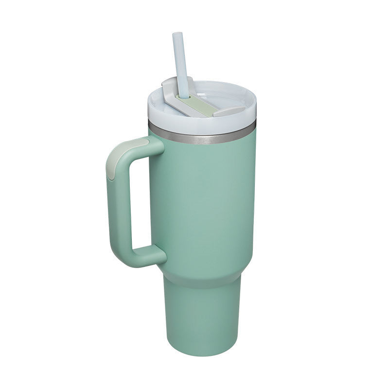 Bedruckter Isolier-Tumbler aus Edelstahl mit Strohhalm