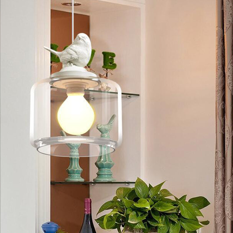 Vogel-Design Glaslampe – Höhenverstellbare Pendelleuchte