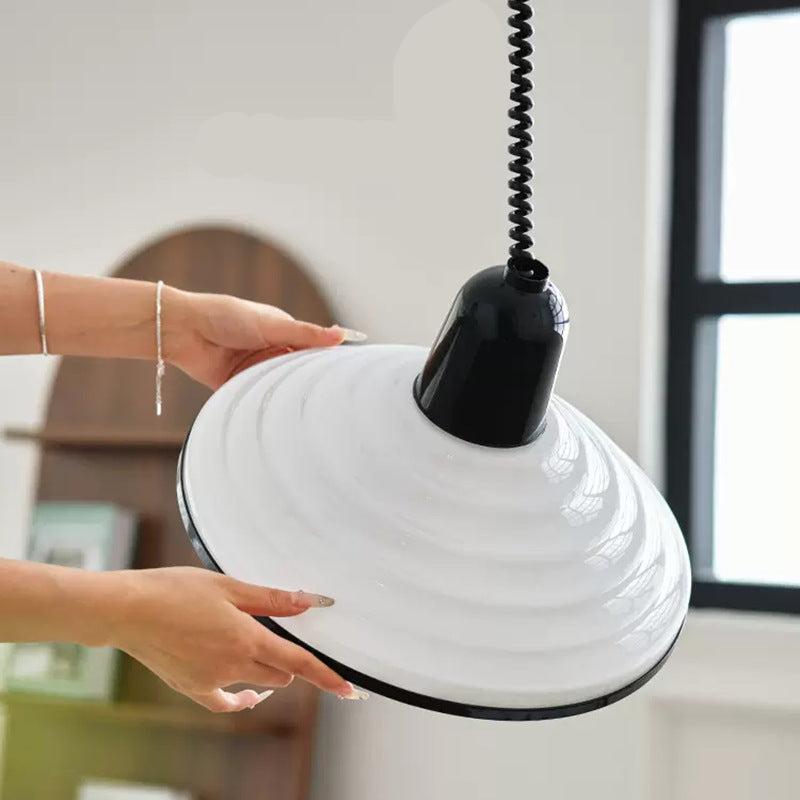 Pendelleuchte aus Glas in Creme – Französischer Stil