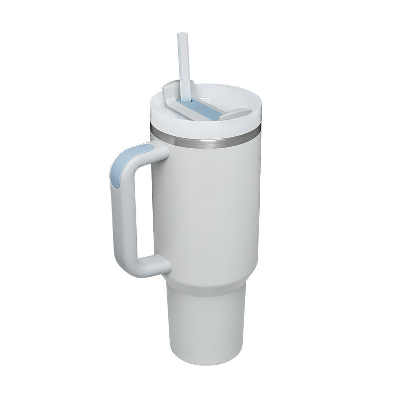 Bedruckter Isolier-Tumbler aus Edelstahl mit Strohhalm