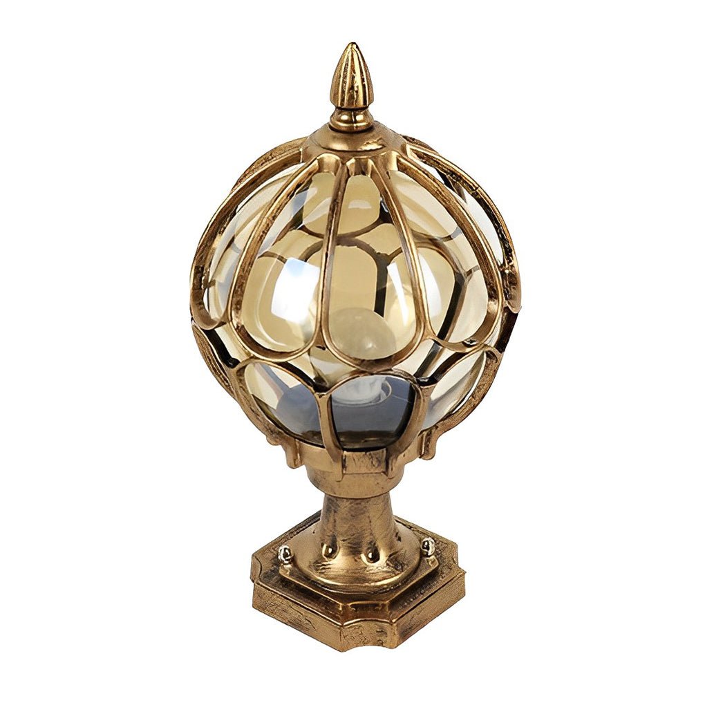 Vintage Außenpfostenlampe mit Rundem Glaslicht