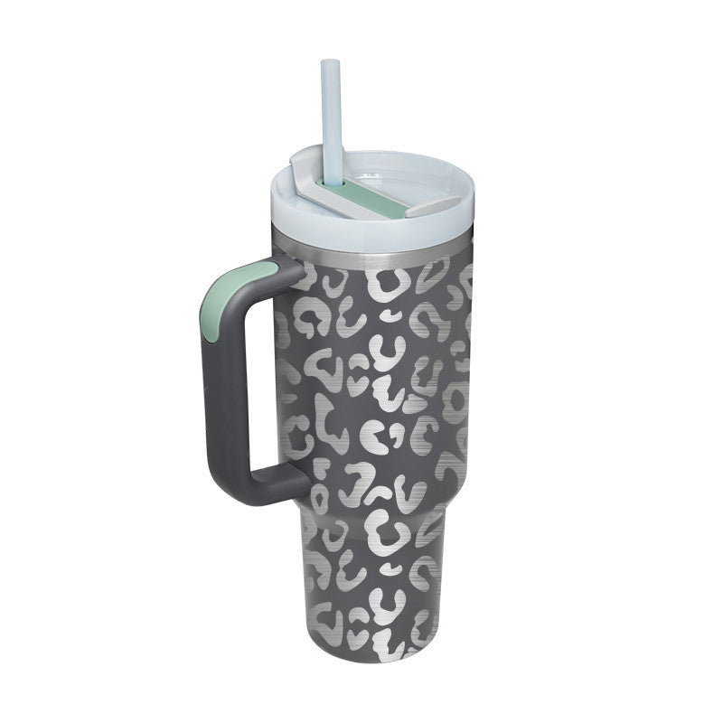 Bedruckter Isolier-Tumbler aus Edelstahl mit Strohhalm