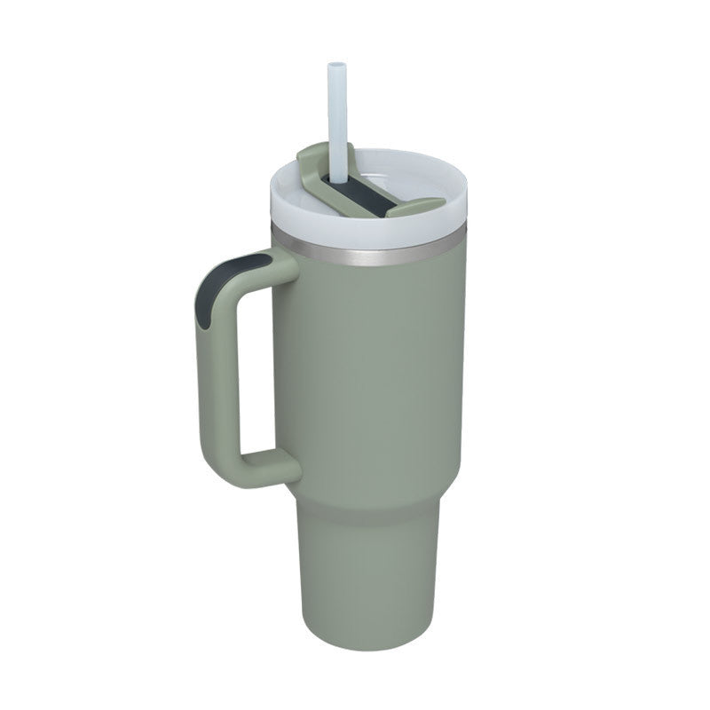 Bedruckter Isolier-Tumbler aus Edelstahl mit Strohhalm