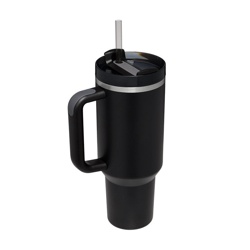 Bedruckter Isolier-Tumbler aus Edelstahl mit Strohhalm