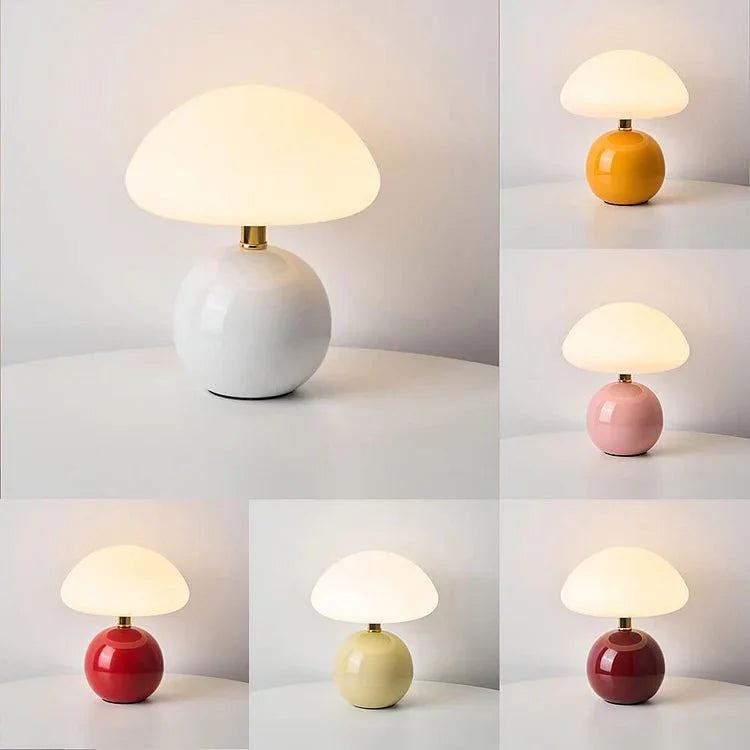 Design Tischlampe – Creme Pilzlampe Im Französischen Flair