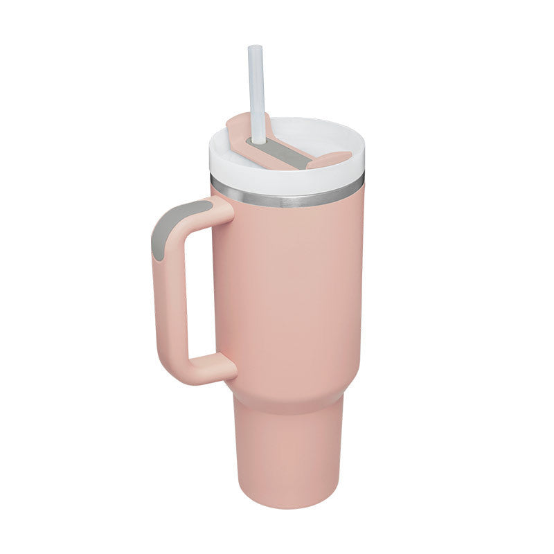 Bedruckter Isolier-Tumbler aus Edelstahl mit Strohhalm