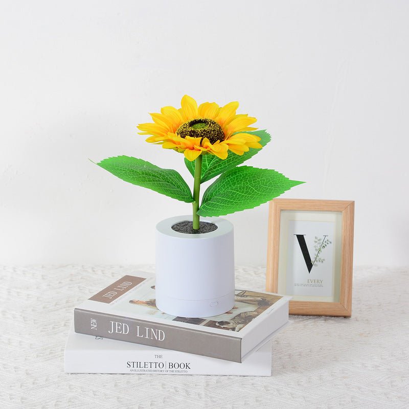 Funkelnde LED-Tischlampe im Sonnenblumen-Design – Strahlende Wohnakzente