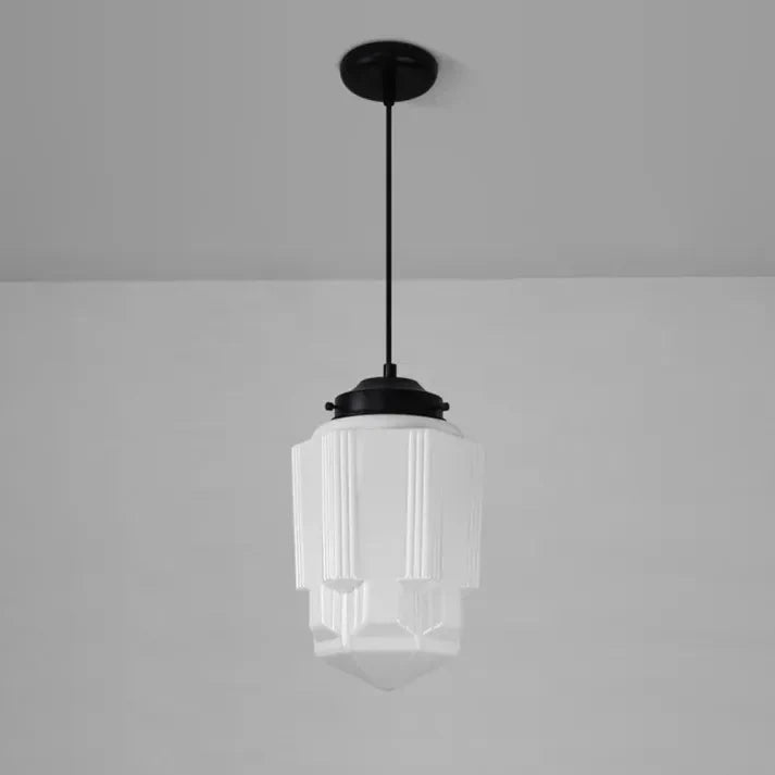 Weißes Milchglas Pendelleuchte | Vintage-Jar-Stil