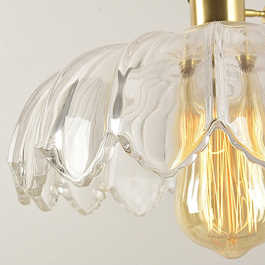 Retro-Pendelleuchte mit glasiertem Blumenmuster
