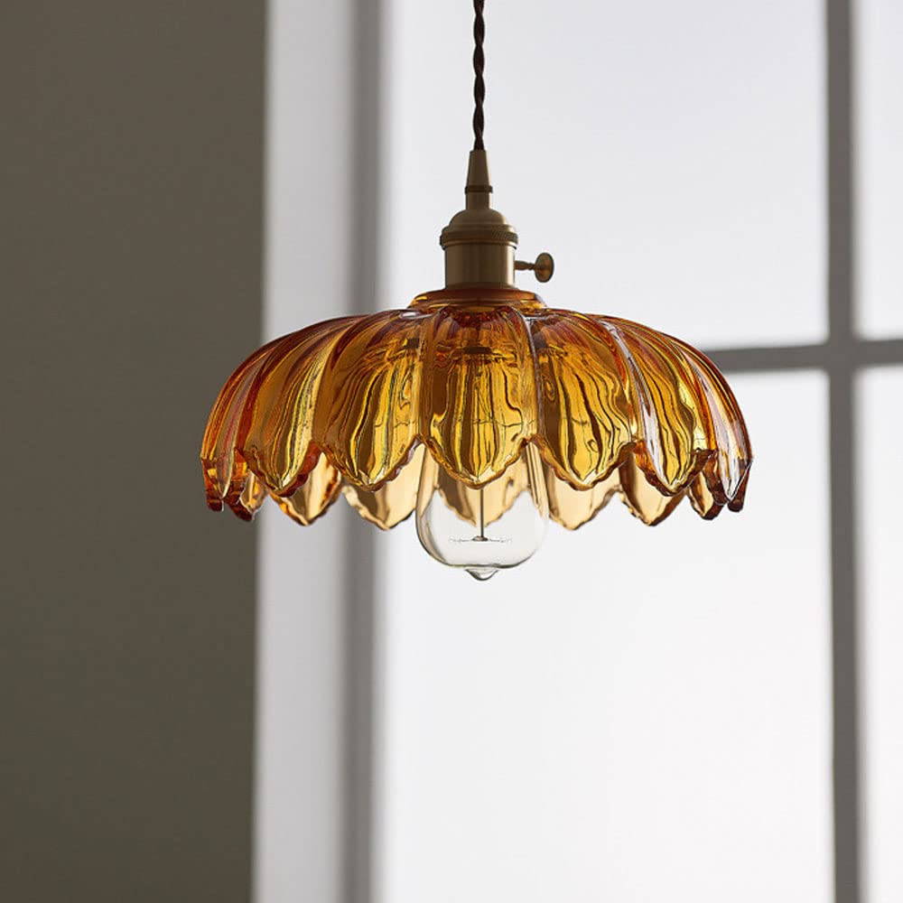 Retro-Pendelleuchte mit glasiertem Blumenmuster