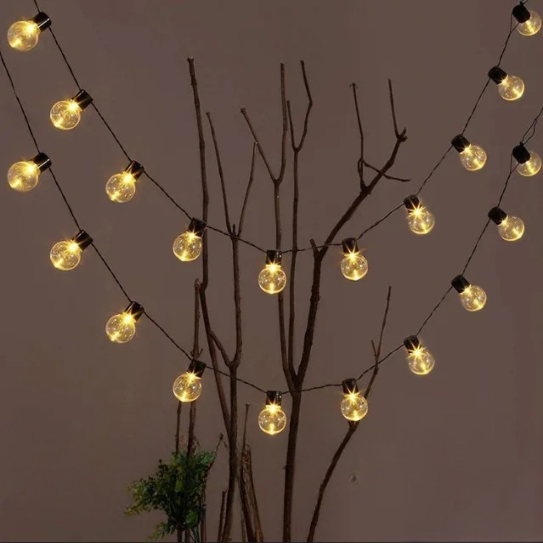Solar-Festoon-Lichterkette für Draußen – Warmweiß