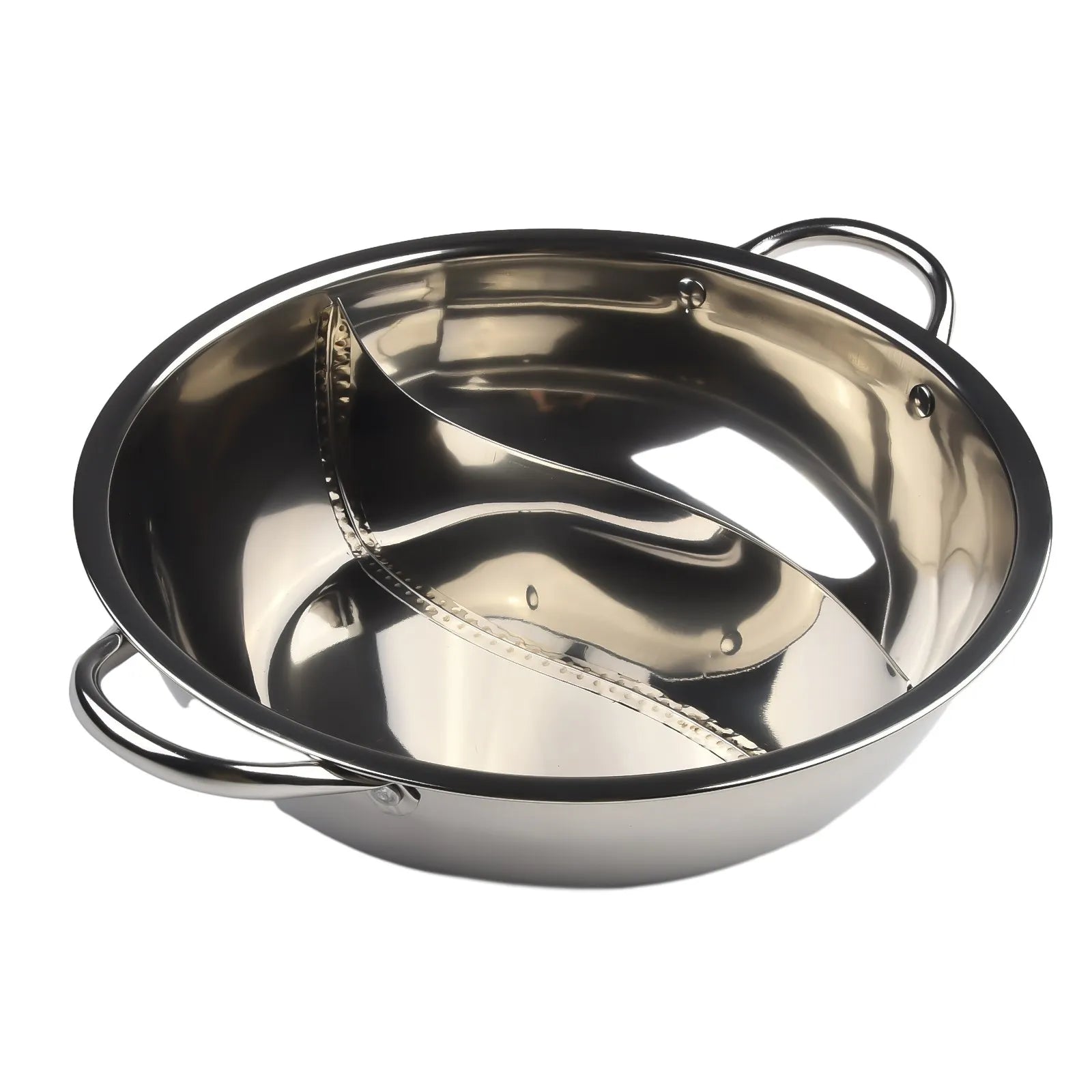 Edelstahl Suki-Pfanne mit Zwei Fächern für Vielseitiges Kochen