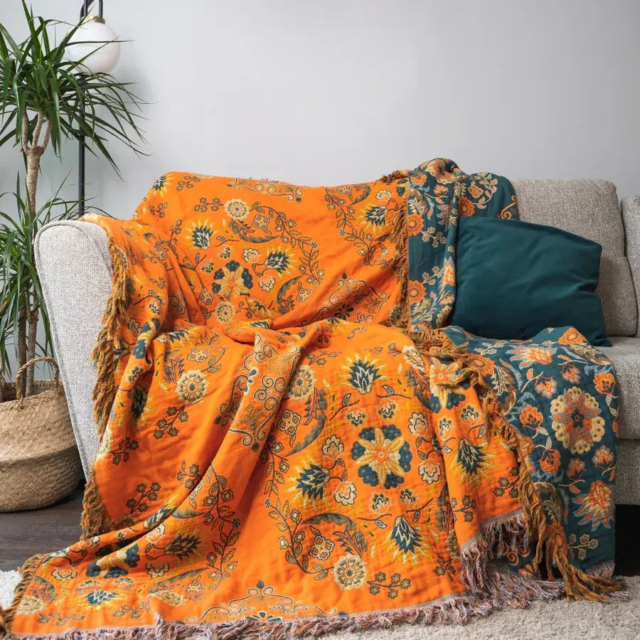 Baumwoll-Decke mit wendbarem Marigold-Design