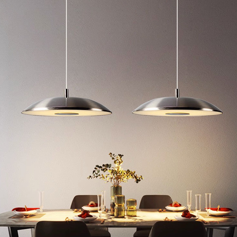 Industrielle LED Pendelleuchte aus Eisen und Nickel