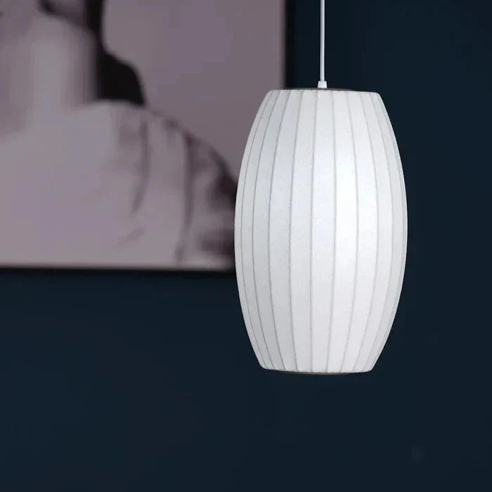 Elegante Bubble Pendelleuchte aus Seide und Metall