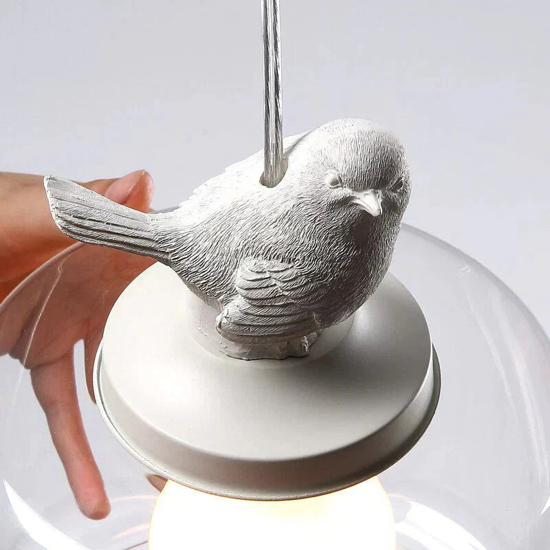 Vogel-Design Glaslampe – Höhenverstellbare Pendelleuchte