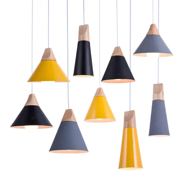 Skandinavische LED-Pendelleuchte – Hängelampe Aus Holz Und Aluminium Mit E27-Fassung