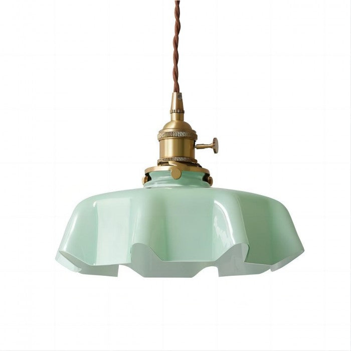Cremefarbene Retro Glasblume Pendelleuchte