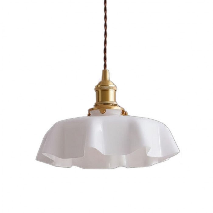 Cremefarbene Retro Glasblume Pendelleuchte