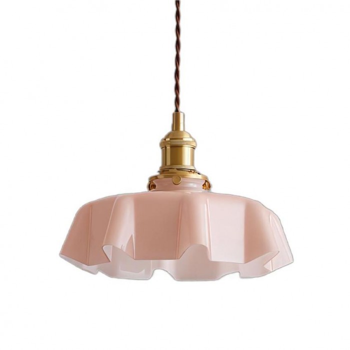 Cremefarbene Retro Glasblume Pendelleuchte