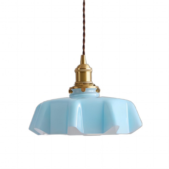 Cremefarbene Retro Glasblume Pendelleuchte