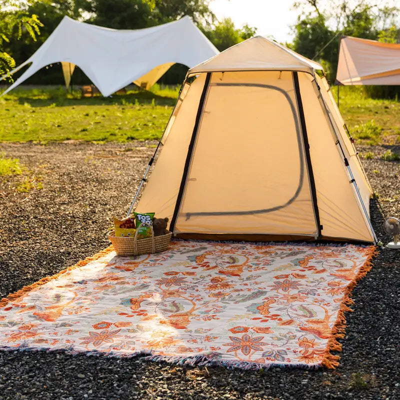 Boho-Decke aus Baumwolle – Mit Blumenmotiven