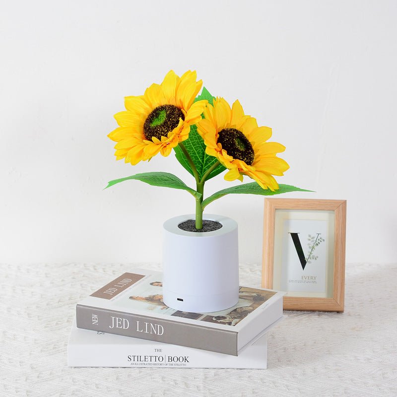 Funkelnde LED-Tischlampe im Sonnenblumen-Design – Strahlende Wohnakzente