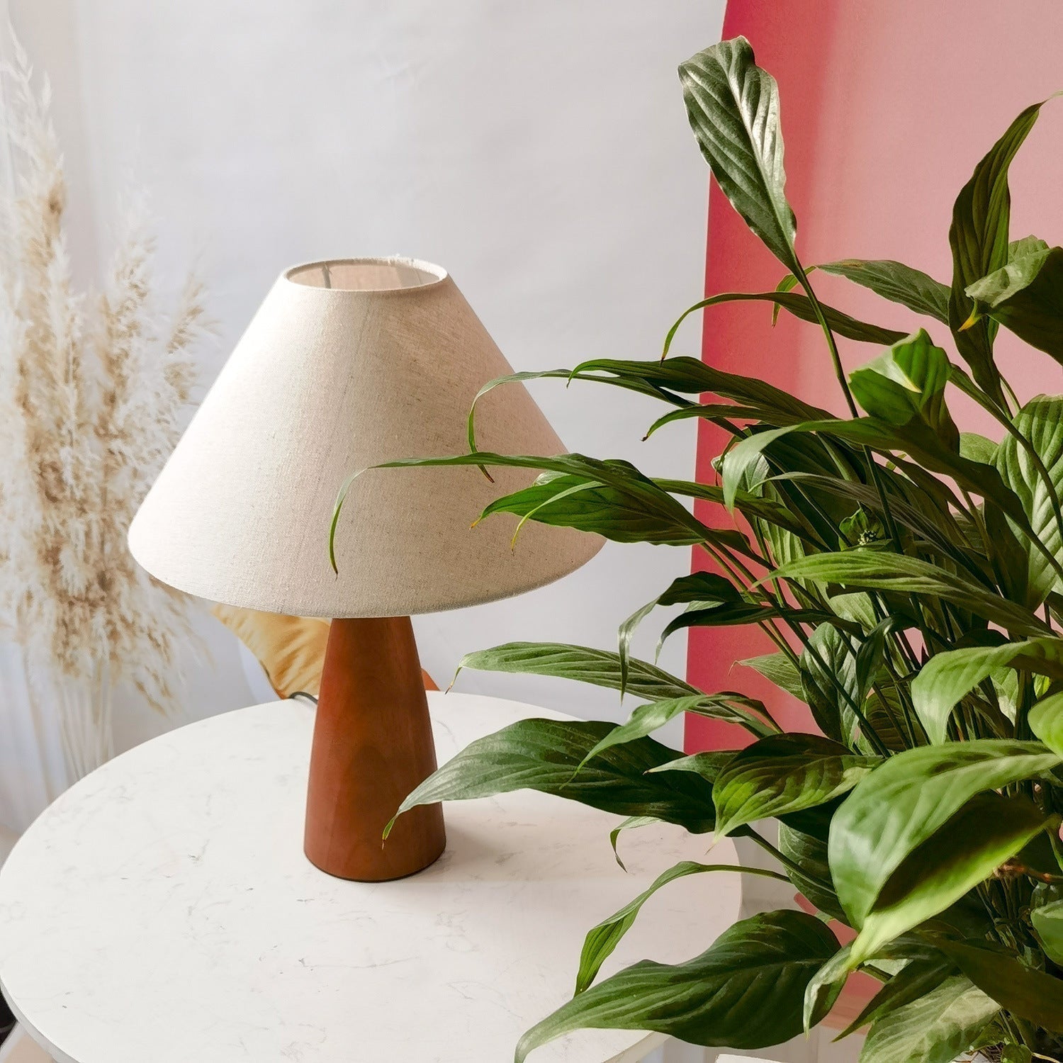 Vintage Massivholz Tischlampe