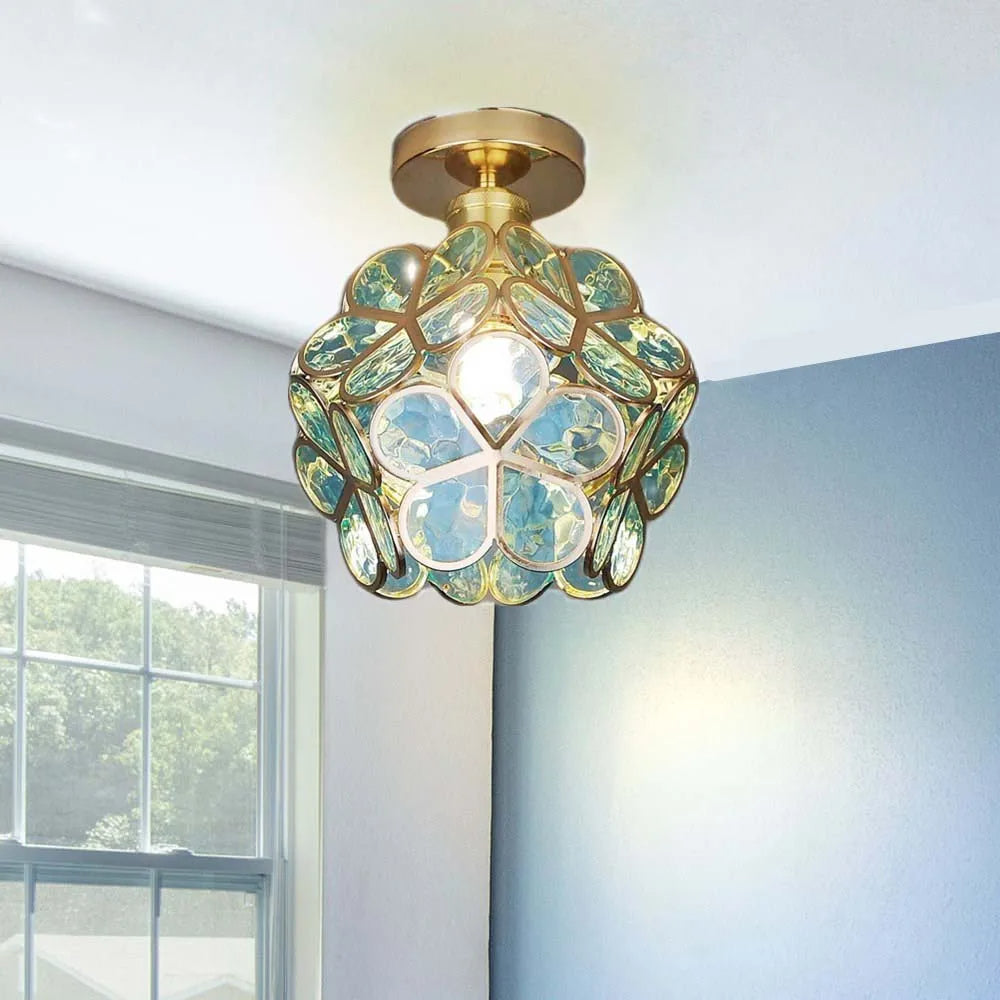 Moderne Glas-Deckenleuchte im floralen Stil