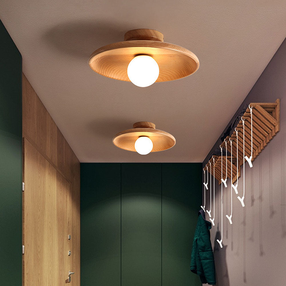Runde Minimalistische Holz-Deckenleuchte im Nordischen Stil für Flur