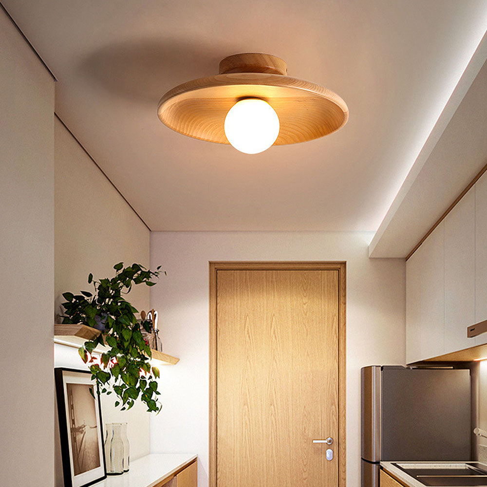 Runde Minimalistische Holz-Deckenleuchte im Nordischen Stil für Flur