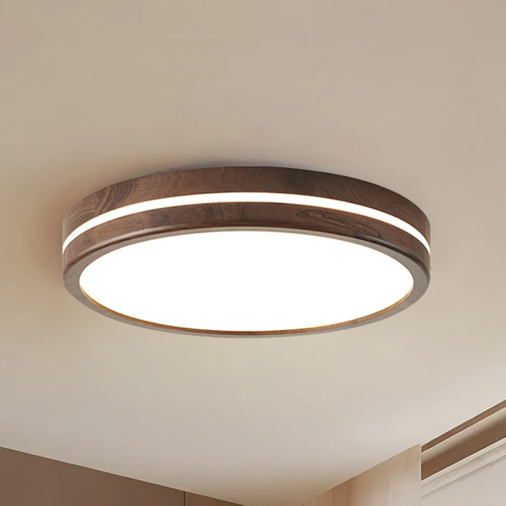 Runde LED-Deckenlampe aus Holz – Tri-Color Beleuchtung