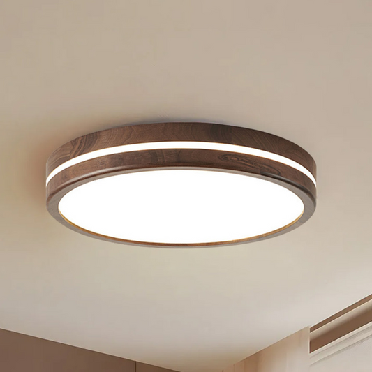 Runde LED-Deckenlampe aus Holz – Tri-Color Beleuchtung